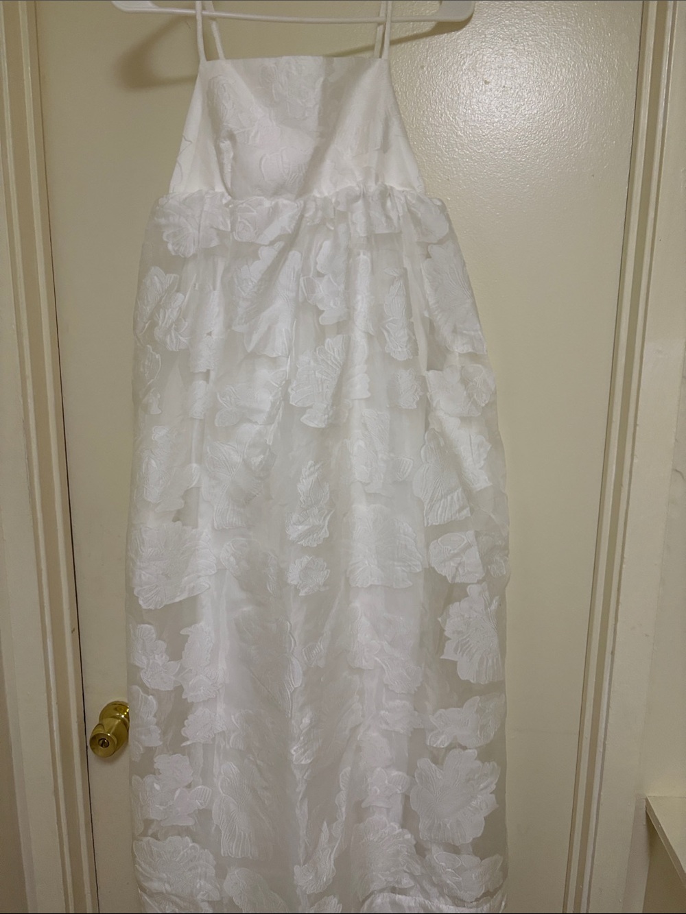 Anthropologie White Lace Tiered Spaghetti-Strap Girls Dress